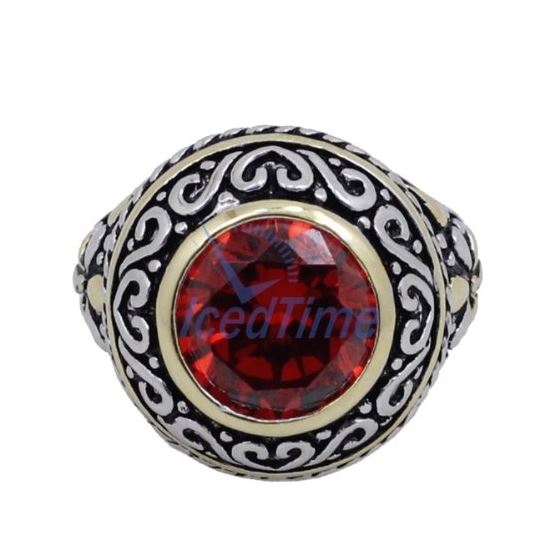 "Ladies .925 Italian Sterling Silver Ruby Red synthetic gemstone ring SAR46 6