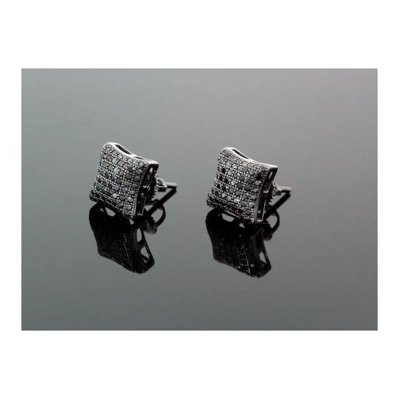 Sterling Silver Unisex Fashion Hand Set Stud Earrings ME0218 1