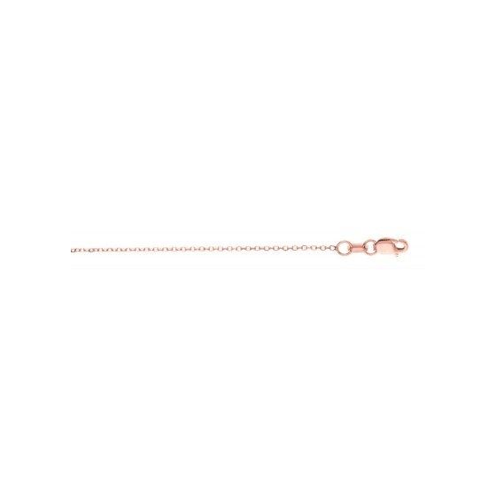 14K Rose Gold 0.8mm wide Diamond Cut Cable Link Chain with Lobster Clasp