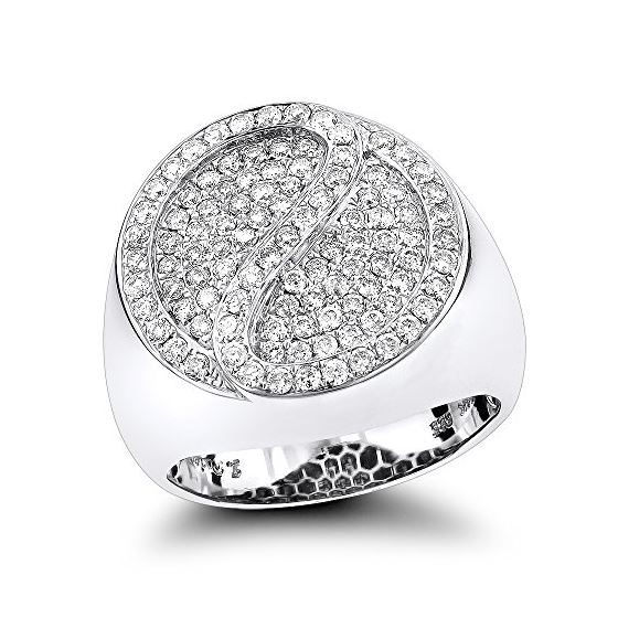 14K Gold Natural Pave Set Diamond Circle Ring (Whi