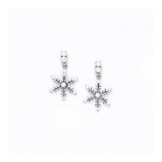 14K White Gold star oval drop shap with cz earrings screw back Size: Actual Image