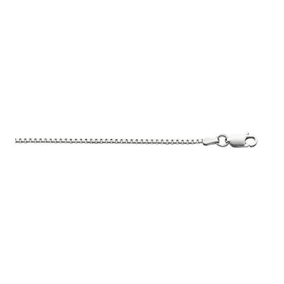 Silver with Rhodium Finish 1.5mm wide Diamond Cut Box Chain with Lobster Clasp