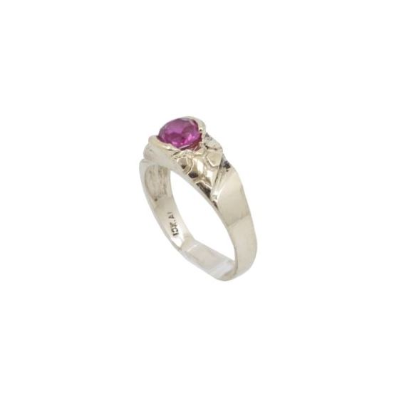 10k Yellow Gold Syntetic red gemstone ring ajjr68 Size: 3 1