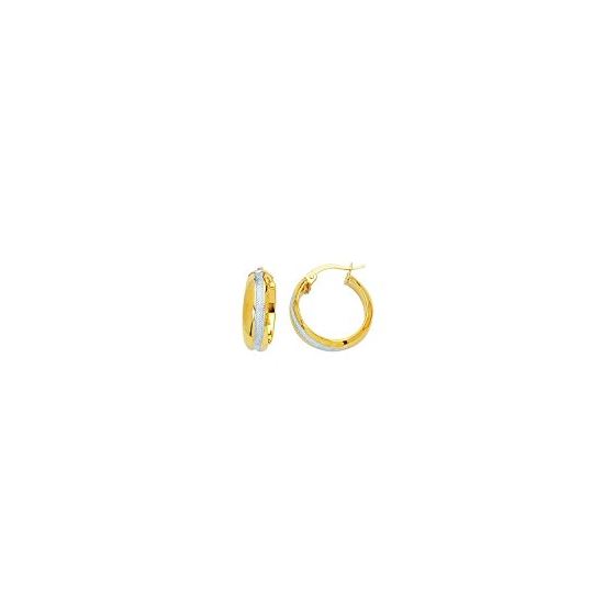 14K Yellow White Gold Ladies Hoop Earrings ER437