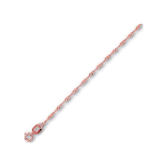 14K Rose Gold 1.0mm wide Diamond Cut Singapore Chain with Spring Ring Clasp 1