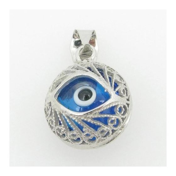 womens bp138 kabbalah evil eye .925 Sterling Silver good luck charm pendant 1