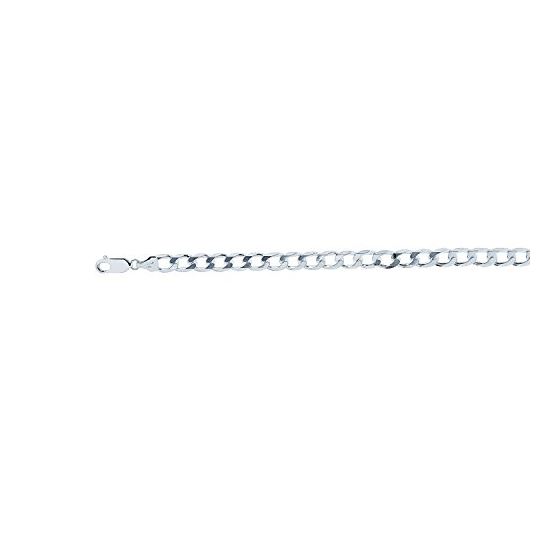 Sterling silver 7.2 mm Wide Polished Diamond Cut Curb Chain 22 Inch Long