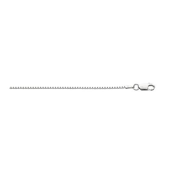 Silver with Rhodium Finish 1.3mm wide Diamond Cut Box Chain with Lobster Clasp