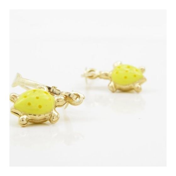 14K Yellow gold Tortoise chandelier earrings for Children/Kids web381 3
