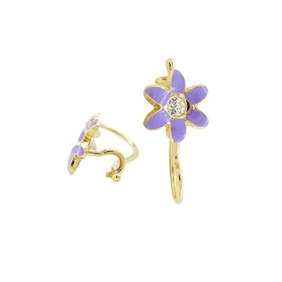 14K Yellow gold Flower cz hoop earrings for Children/Kids web45 1