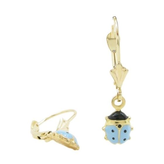 14K Yellow gold Bettle chandelier earrings for Children/Kids web515 1