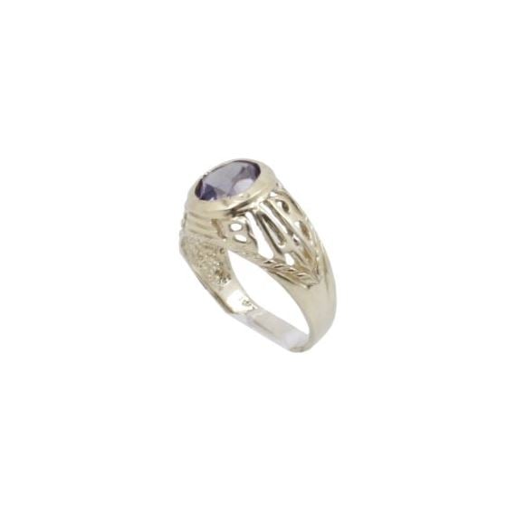 10k Yellow Gold Syntetic purple gemstone ring ajjr62 Size: 2.25 1