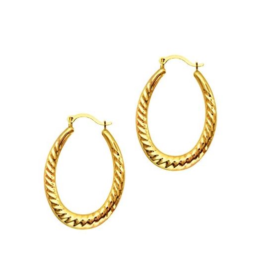 14K Yellow Gold Ladies Hoop Earrings ER970