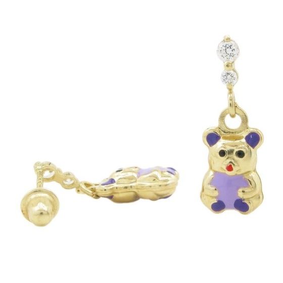 14K Yellow gold Panda cz chandelier earrings for Children/Kids web369 1