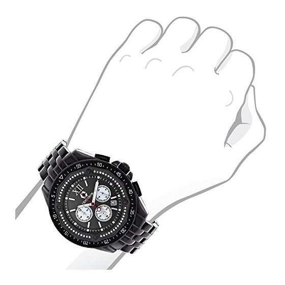 Mens Midsize Black Genuine Diamond Watch 0.55ct Chronograph by Centorum 3