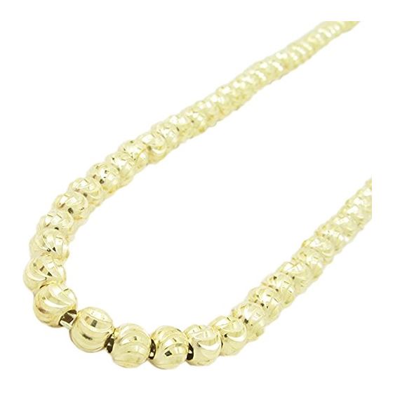 "Mens 10k Yellow Gold moon cut bead link chain ELNC66 26"" long and 5mm wide 1"