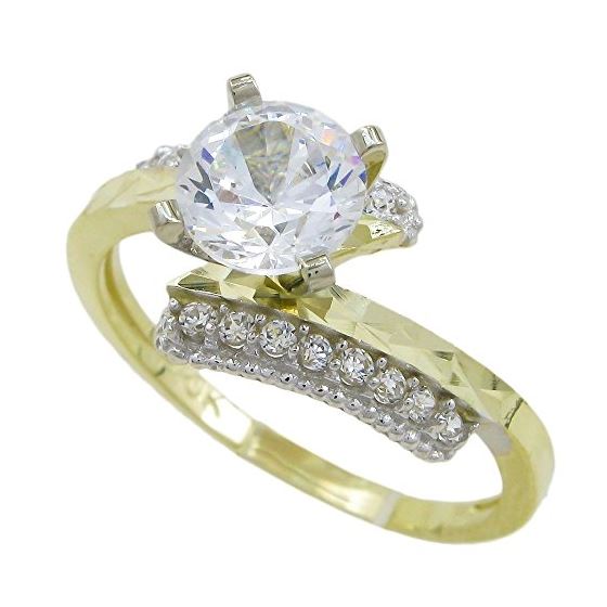 10K Yellow Gold womens wedding band engagement ring ASVJ58 1