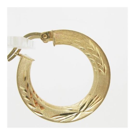 10k Yellow Gold earrings Fancy puff bamboo gold earrings AGBE61 3