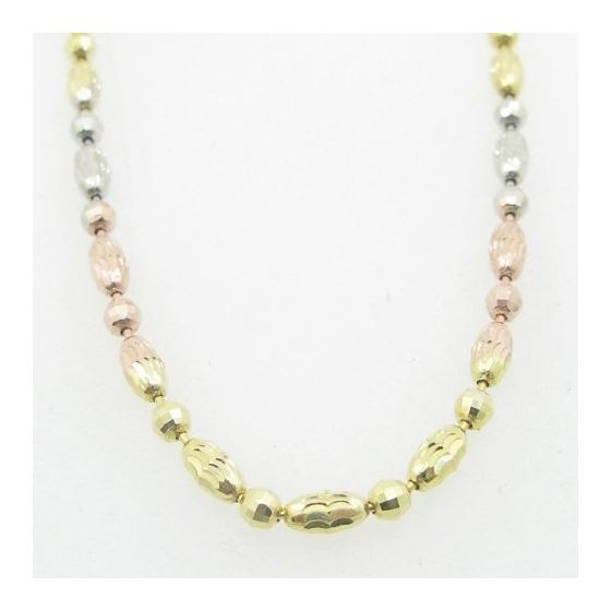 Ladies .925 Italian Sterling Silver Tri Color Ball Bar Link Chain Length - 18 inches Width - 2.5mm 3