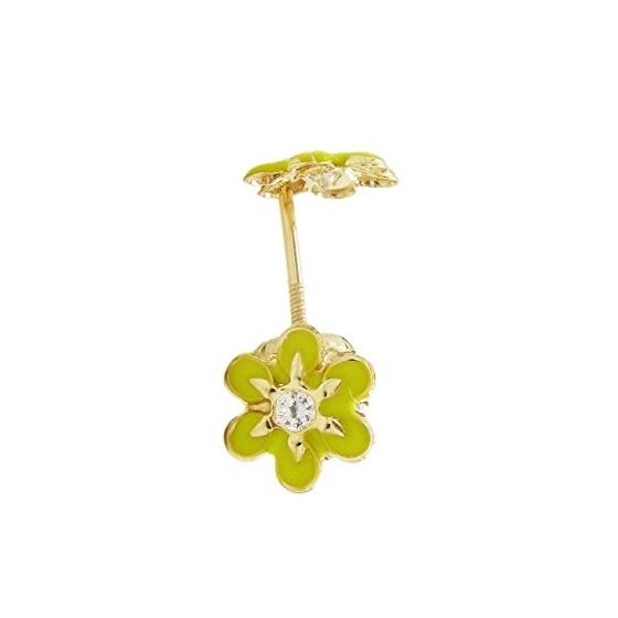 14K Yellow gold Flower cz stud earrings for Children/Kids web19 1
