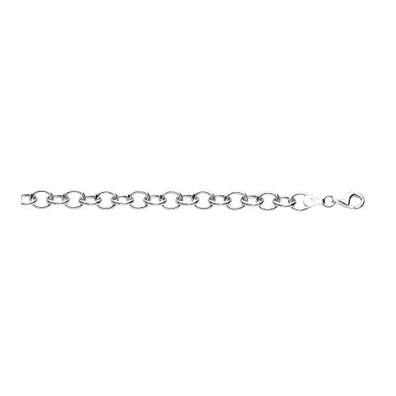 Sterling Silver 6.7 mm Wide Polished Round Cable Link Charm Bracelet 7.25 Inch Long