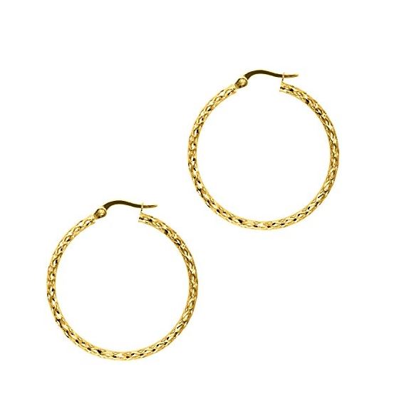 14K Yellow Gold Ladies Hoop Earrings ER973