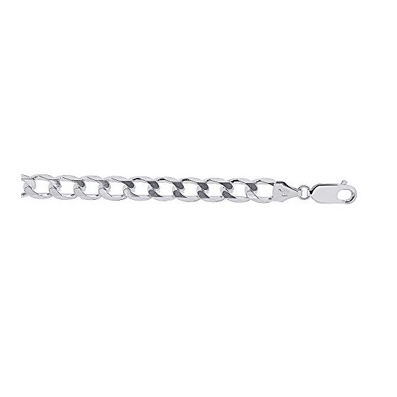 Silver with Rhodium Finish 5.5mm wide Diamond Cut Curb Chain with Lobster Clasp