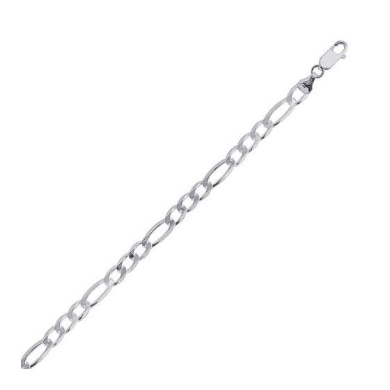 Silver with Non-Rhodium Finish 5.0mm wide Shiny Diamond Cut Figaro Chain with Lobster Clasp 8.5 Inch