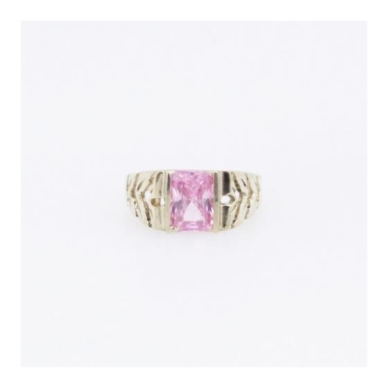 10k Yellow Gold Syntetic pink gemstone ring ajjr97 Size: 2 3