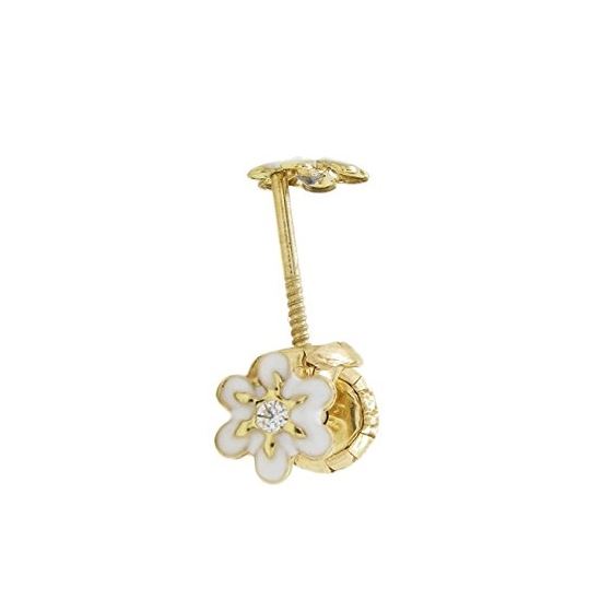 14K Yellow gold Flower cz stud earrings for Children/Kids web25 1