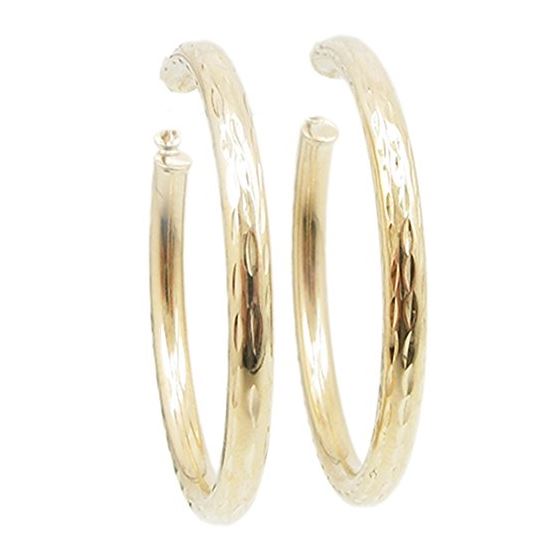 10k Yellow Gold earrings Plain hoop AGBE46 1