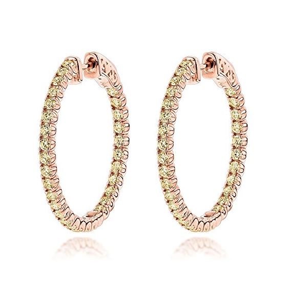 Ladies 14K Yellow 2 Ctw Diamond Hoop Earrings Insi