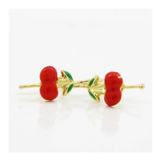 14K Yellow gold Cherry hoop earrings for Children/Kids web165 3