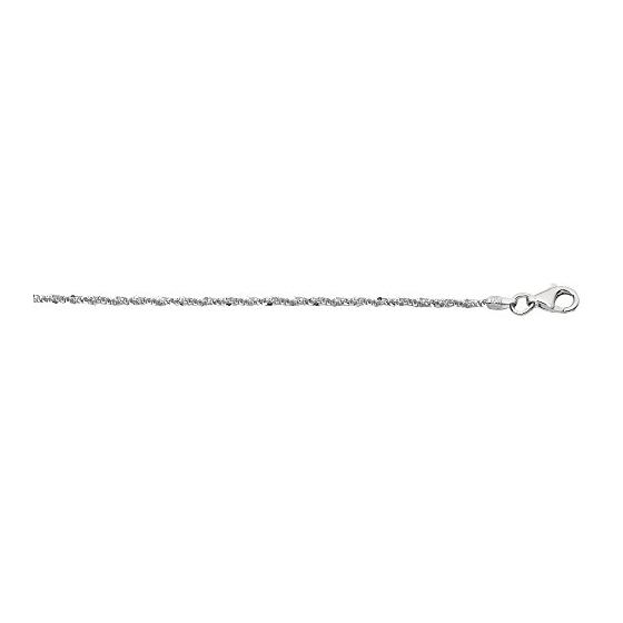 Silver with Rhodium Finish 1.5mm wide Diamond Cut Sparkle Chain with Pear Shape Clasp