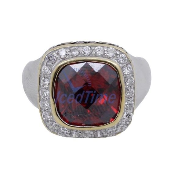 "Ladies .925 Italian Sterling Silver Ruby Red synthetic gemstone ring SAR20 6