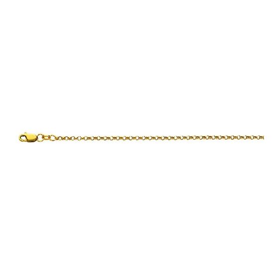 10K 10 inch long Yellow Gold 2.30mm wide Diamond Cut Rolo Chain Anklet with Lobster Clasp