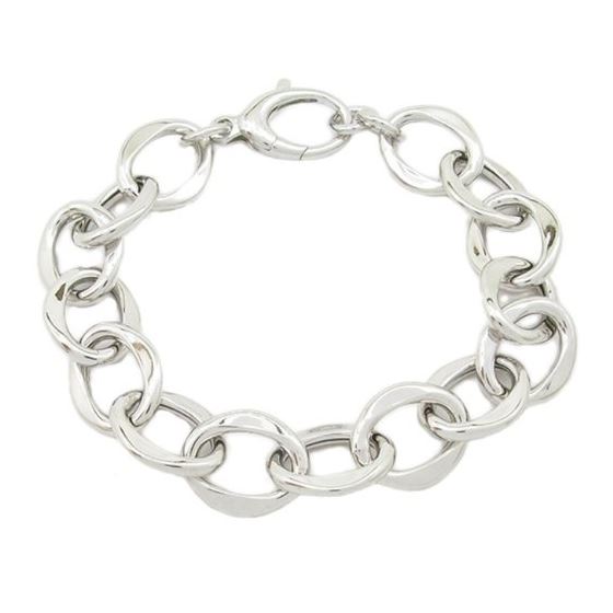 Mens Sterling silver Fancy oval link bracelet 1