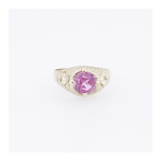 10k Yellow Gold Syntetic pink gemstone ring ajjr93 Size: 2.5 3