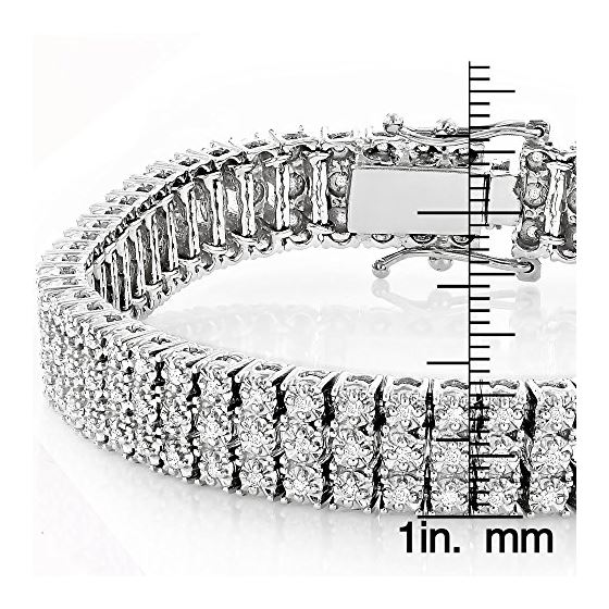 10K 3-Row Prong Set Natural Diamond Bracelet For-3