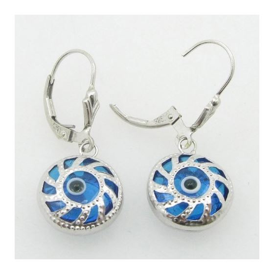 Sterling Silver evil eye dangle earrings fancy stud hoops 3