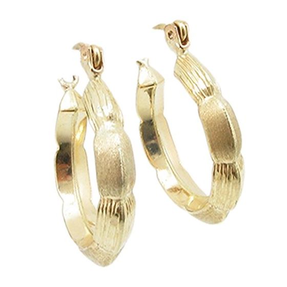 10k Yellow Gold earrings Fancy puff bamboo gold earrings AGBE75 1