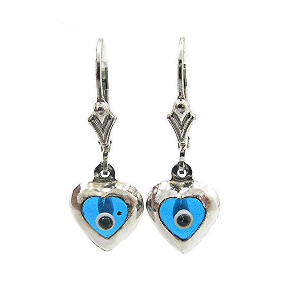 Ladies Sterling Silver evil eye dangle earrings 1