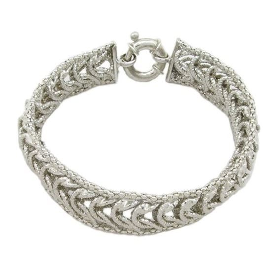 Mens Sterling silver Fancy multi link white bracelet 1