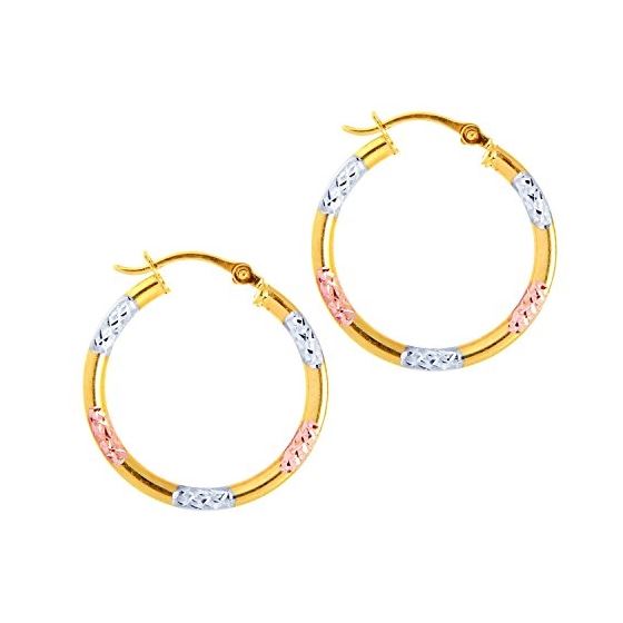 10K Tri-Color Gold Ladies Hoop Earrings 517ER