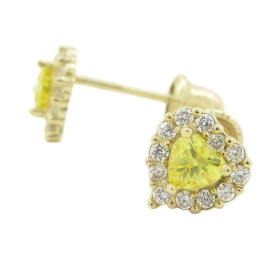 14K Yellow gold Heart cz stud earrings for Children/Kids web258 1