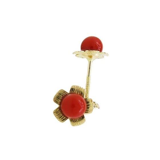 14K Yellow gold Flower pearl stud earrings for Children/Kids web211 1
