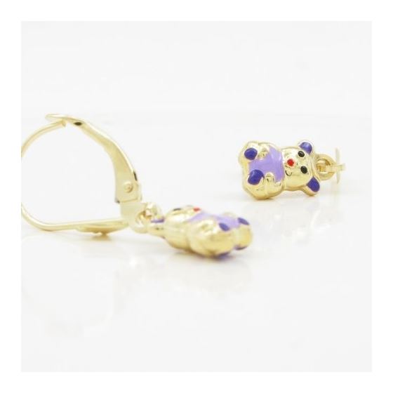 14K Yellow gold Panda chandelier earrings for Children/Kids web474 3