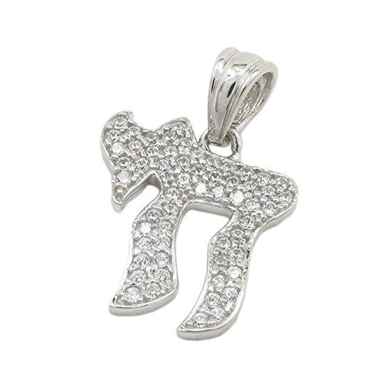 Womens Pi symbol cz pendant Silver42 1