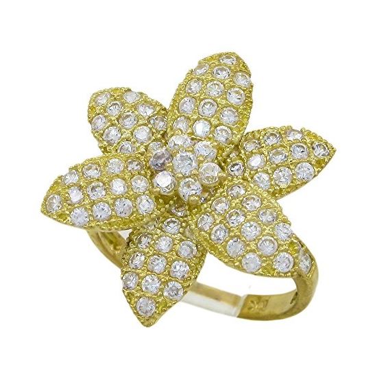 10K Yellow Gold womens flower ring ASVJ20 1