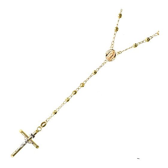 14K YELLOW Gold HOLLOW ROSARY Chain - 28 Inches Long 3.8MM Wide 1